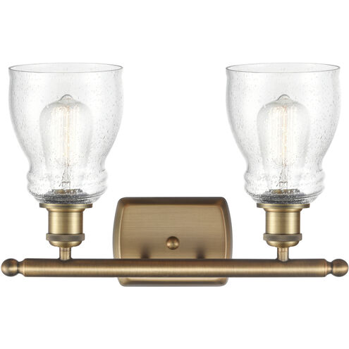Ballston Ellery 2 Light 16 inch Brushed Brass Bath Vanity Light Wall Light in Seedy Glass, Ballston