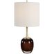 Vannett 23.75 inch 150 watt Dark Amber Art Glass and Antique Brass Table Lamp Portable Light