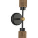 Alora Mood Colby 2 Light 2.5 inch Matte Black Bath Vanity Light Wall Light in Matte Black and Tan Jute