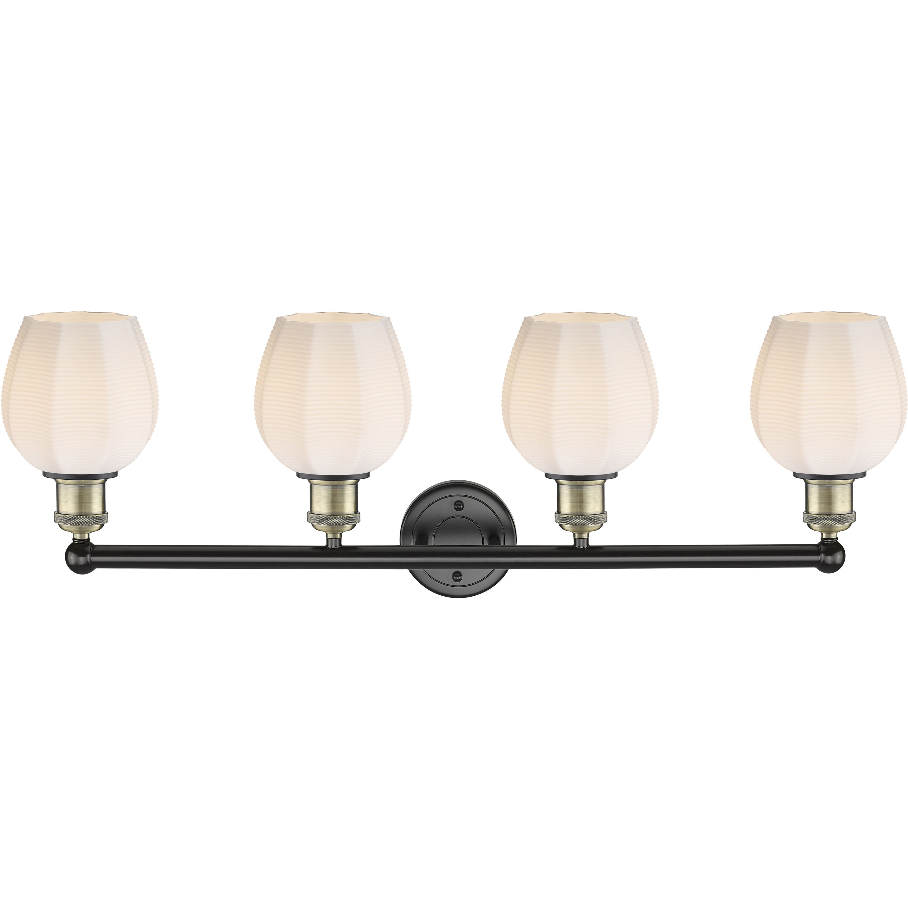 Norfolk 4 Light 32.75 inch Black Antique Brass Bath Vanity Light Wall Light in Matte White