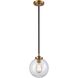 Boudreaux 1 Light 8 inch Antique Gold with Matte Black Mini Pendant Ceiling Light