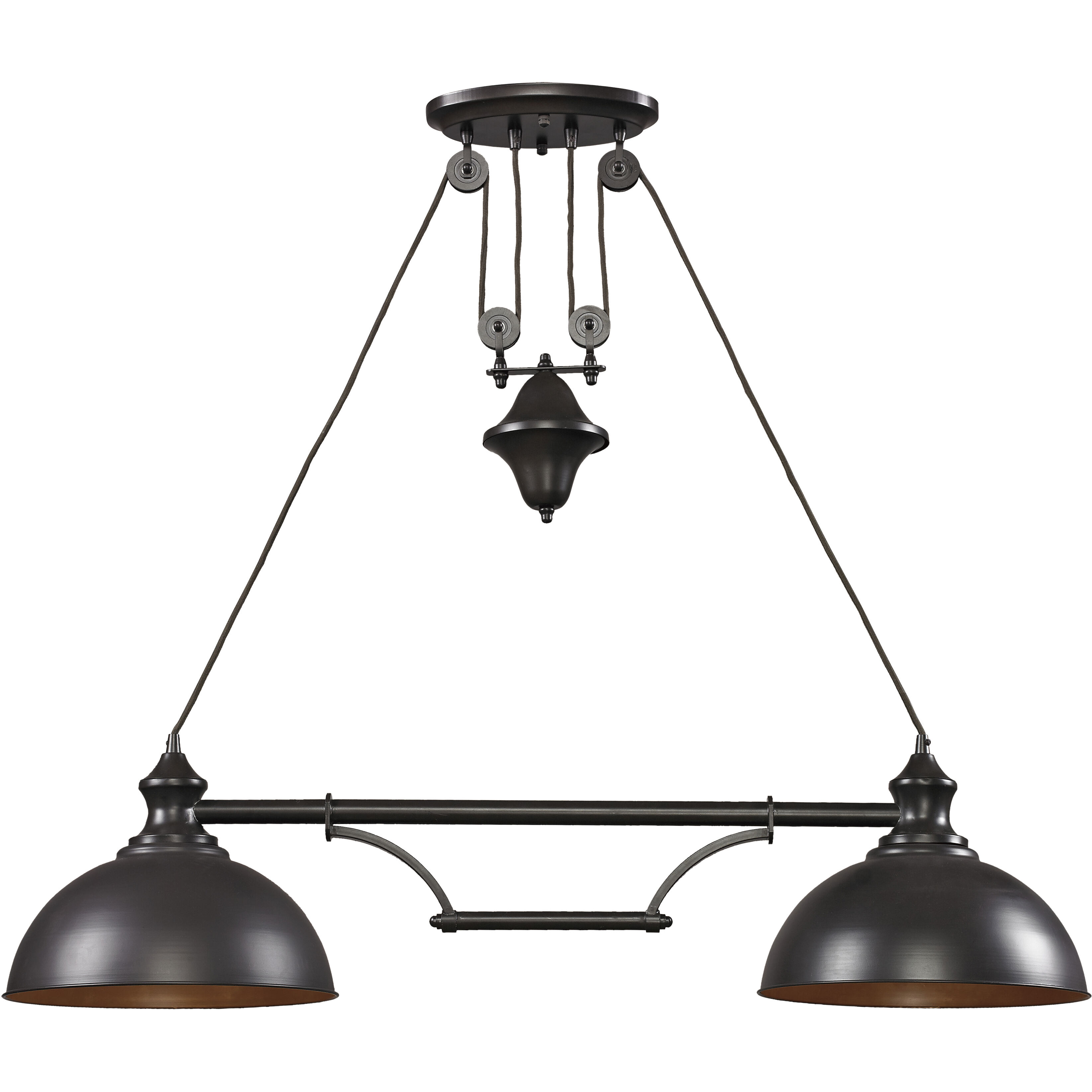 Farmhouse 2 Light 44 inch Oil Rubbed Bronze Linear Chandelier Ceiling Light
