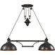 Farmhouse 2 Light 44 inch Oil Rubbed Bronze Linear Chandelier Ceiling Light