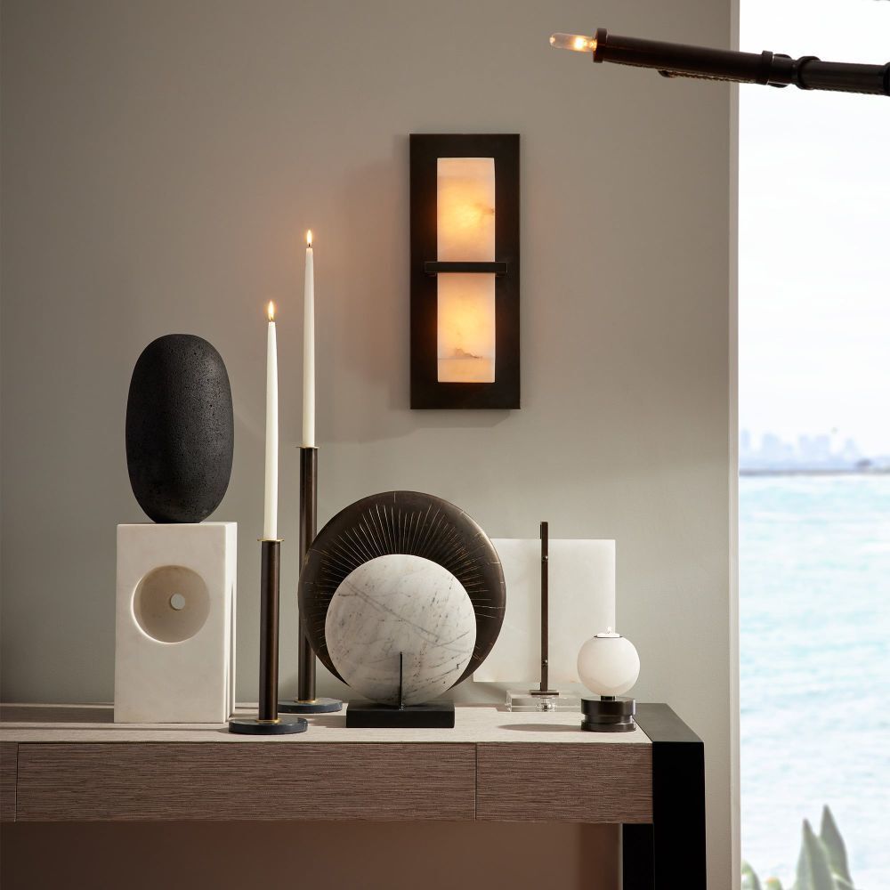 Pluto White Candleholders, Set of 2