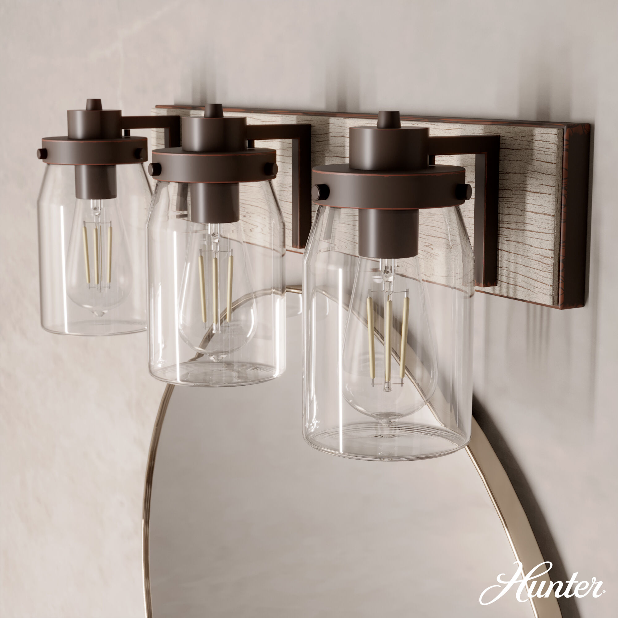 Hunter 48021 Devon Park 3 Light Vanity Onyx Bengal