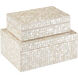 Gerri Dot 11 inch Natural and Cream Boxes, Set of 2