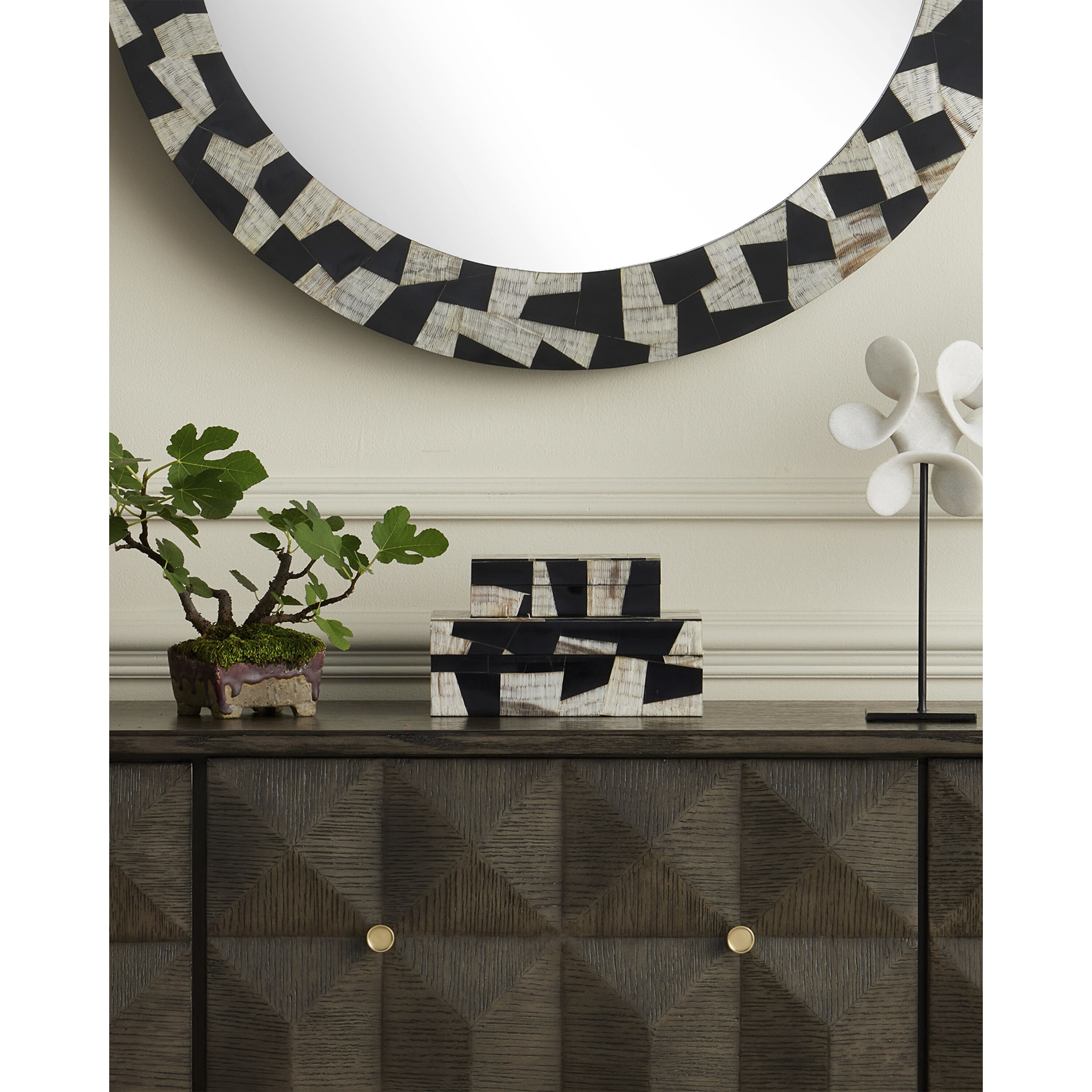 Bindu 10 inch Natural and Black with Linen Boxes, Set of 2