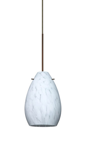 Pera 1 Light Bronze Pendant Ceiling Light in Carrera Glass, Incandescent