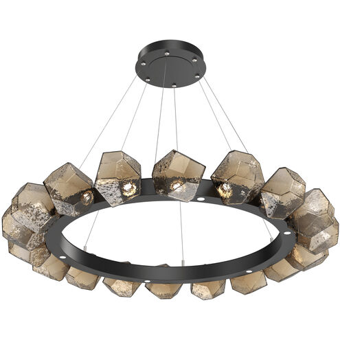 Gem LED Matte Black Chandelier Ceiling Light, Radial Ring