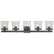 Astor 5 Light 36 inch Matte Black Vanity Wall Light