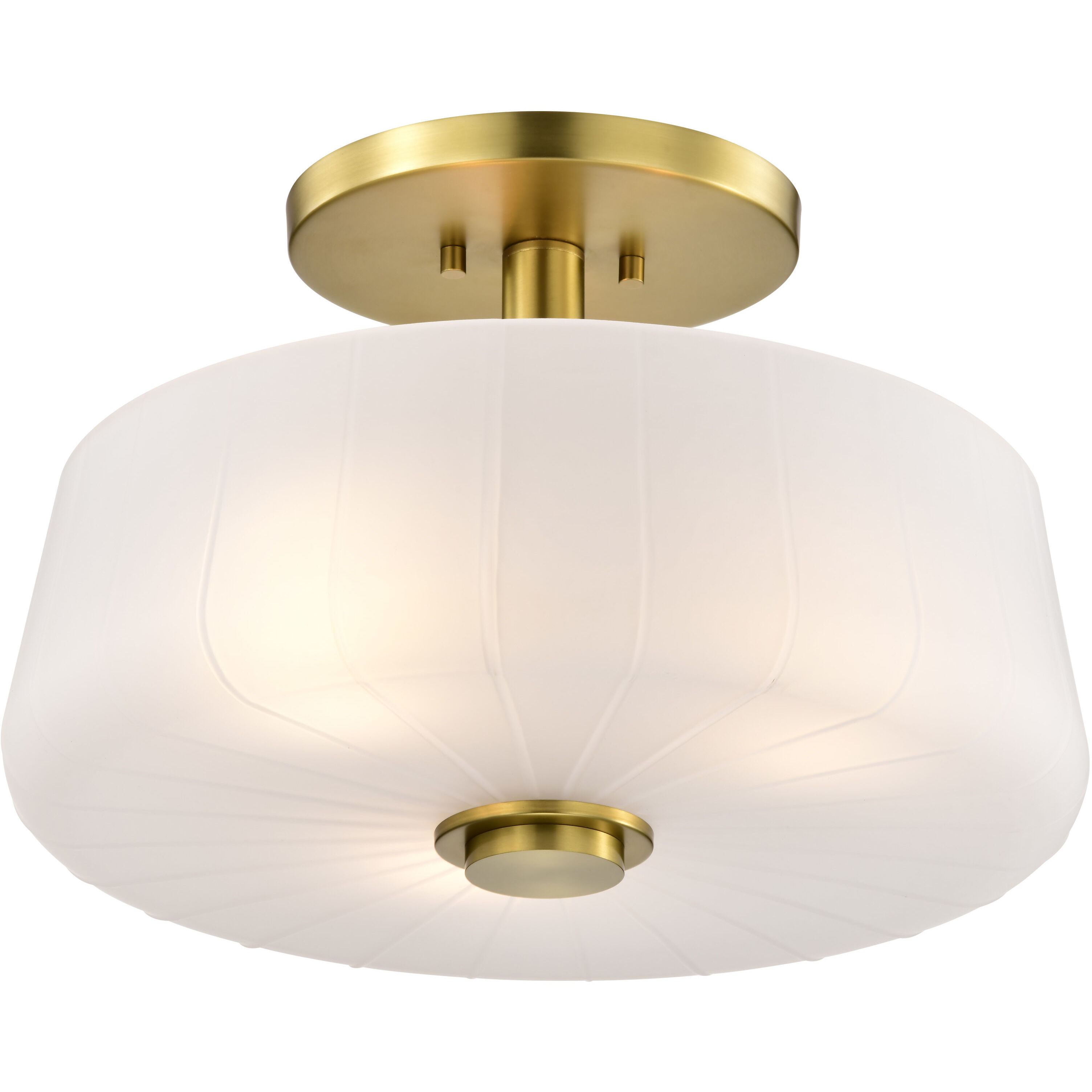 Lune 16 inch Vintage Brass Semi Flush Mount Ceiling Light