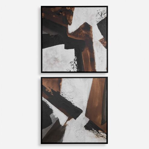 Tactile Inspiration Multi-Colored and Black Framed Abstract Art, Set of 2