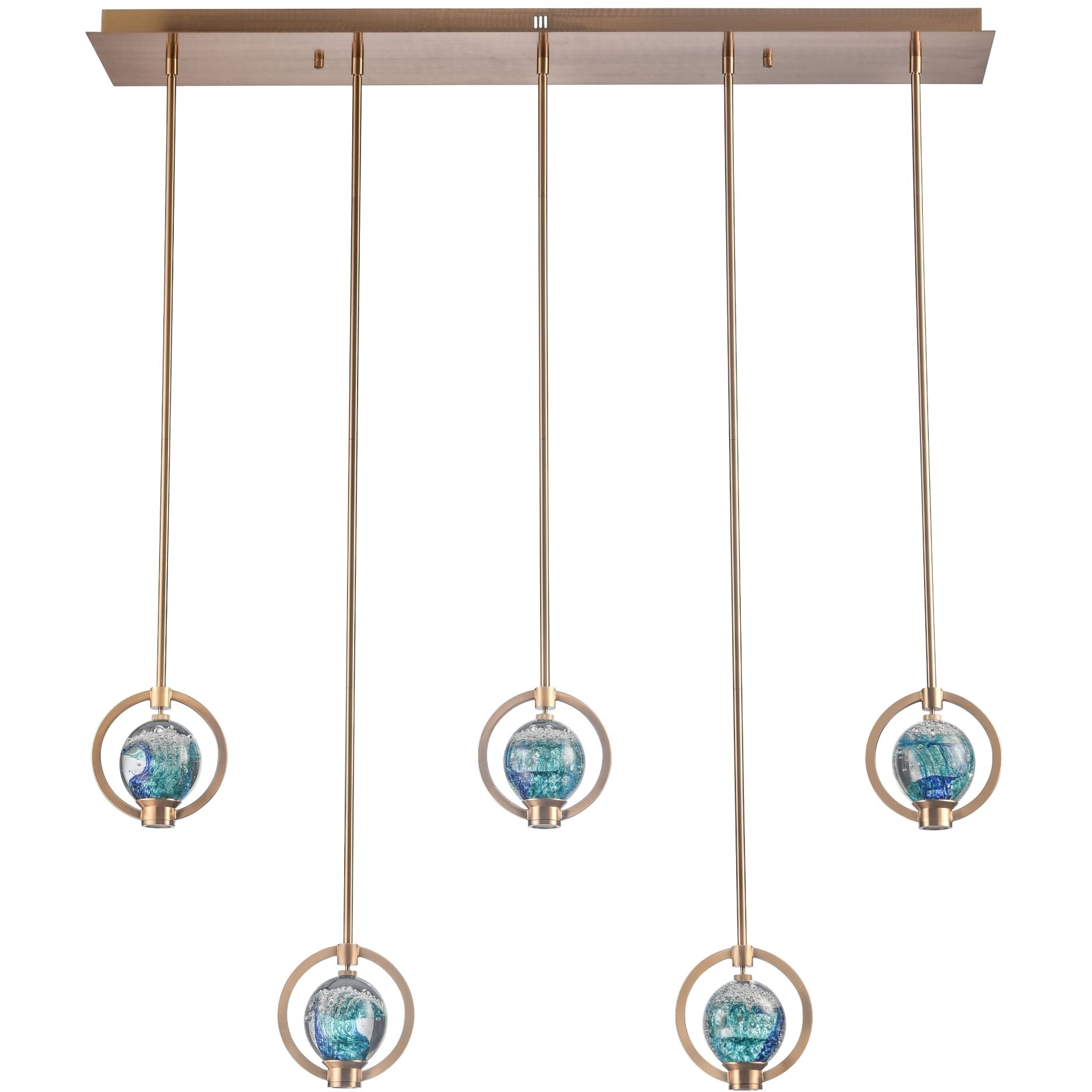 Utopia 5 Light 43.25 inch Lacquered Gold Linear Chandelier Ceiling Light