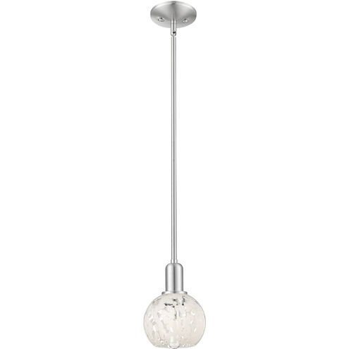 Arcadia White Mouchette 1 Light 6 inch Brushed Satin Nickel Mini Pendant Ceiling Light