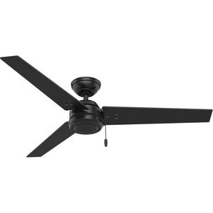Cassius 52 inch Matte Black with Matte Black/Grey Walnut Stripe Blades Outdoor Ceiling Fan 