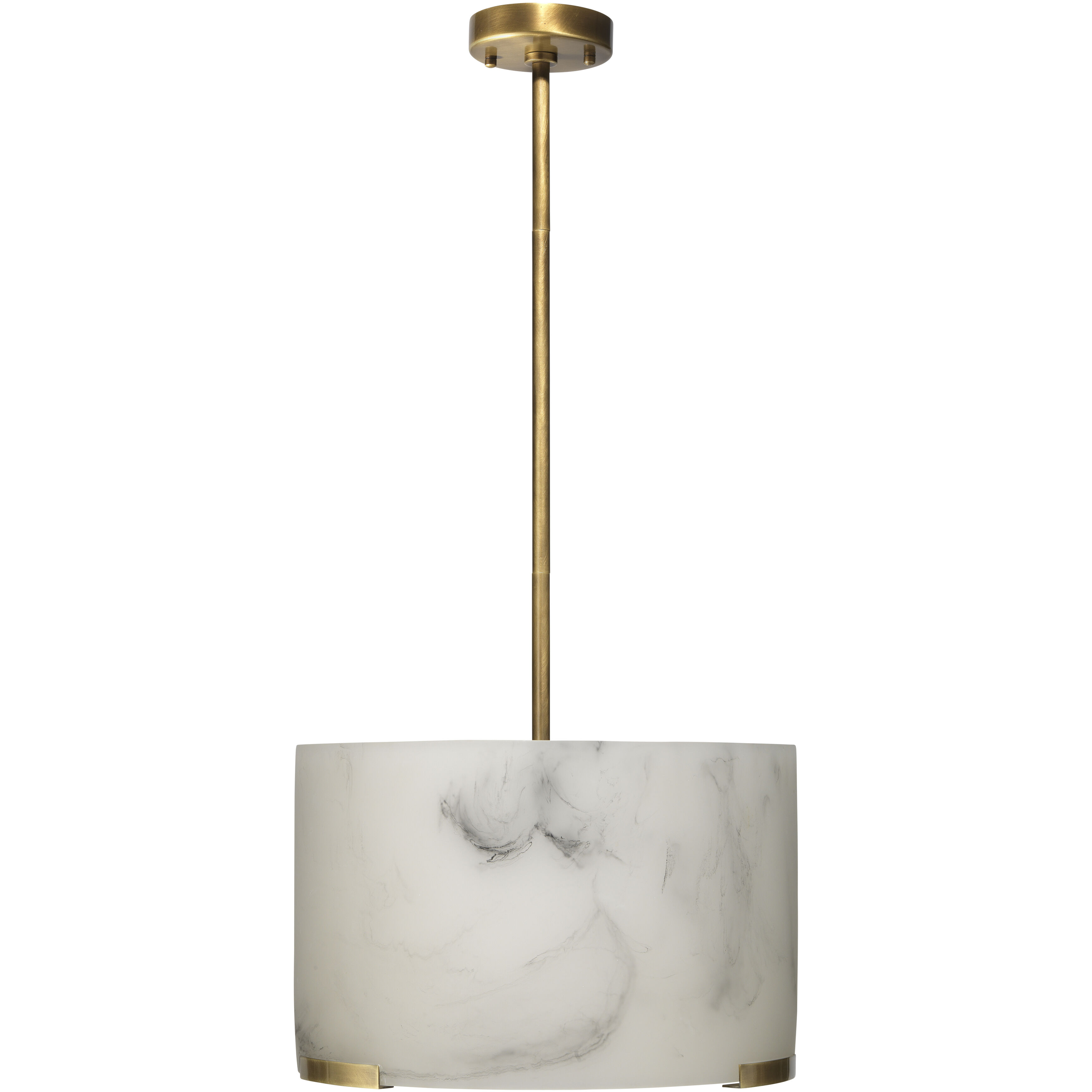 Elancourt 3 Light 17 inch White Faux Alabaster & Antique Brass Pendant Ceiling Light