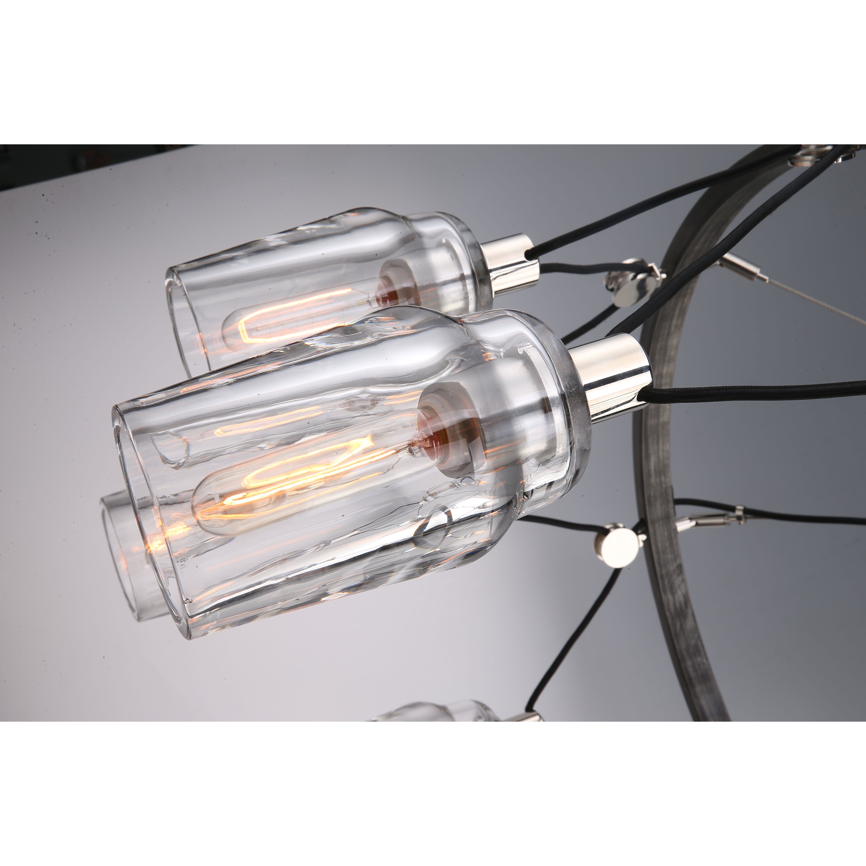 Citizen 6 Light 25 inch Graphite And Polished Nickel Chandelier Ceiling Light, Clear Pressed Glass