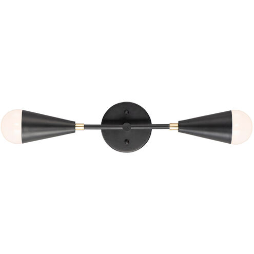 Lovell 2 Light 5 inch Black/Satin Brass ADA Wall Sconce Wall Light in Bulb Not Included