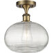 Ballston Ithaca 1 Light 10 inch Brushed Brass Semi-Flush Mount Ceiling Light