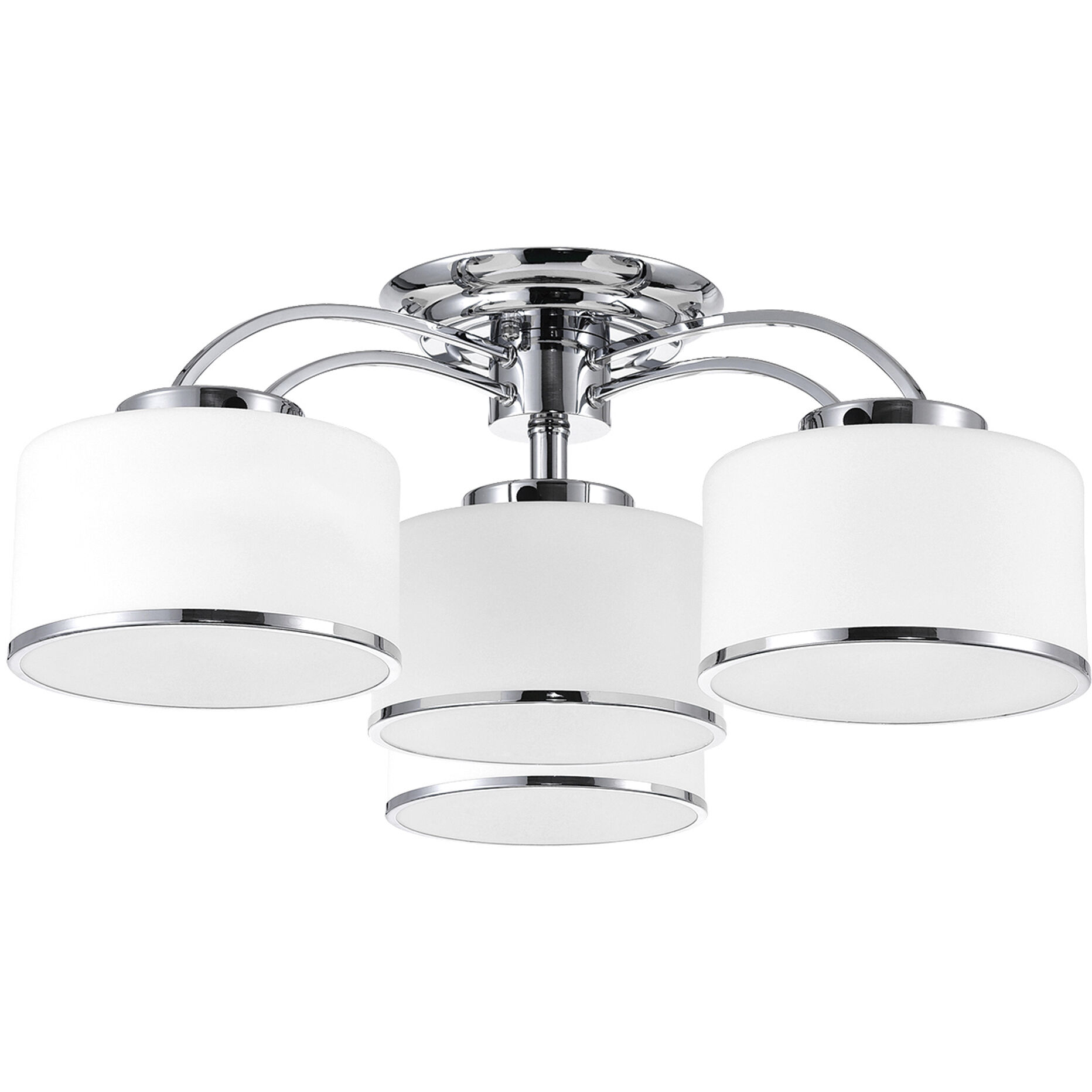 Frosted 4 Light 28 inch Chrome Drum Shade Flush Mount Ceiling Light