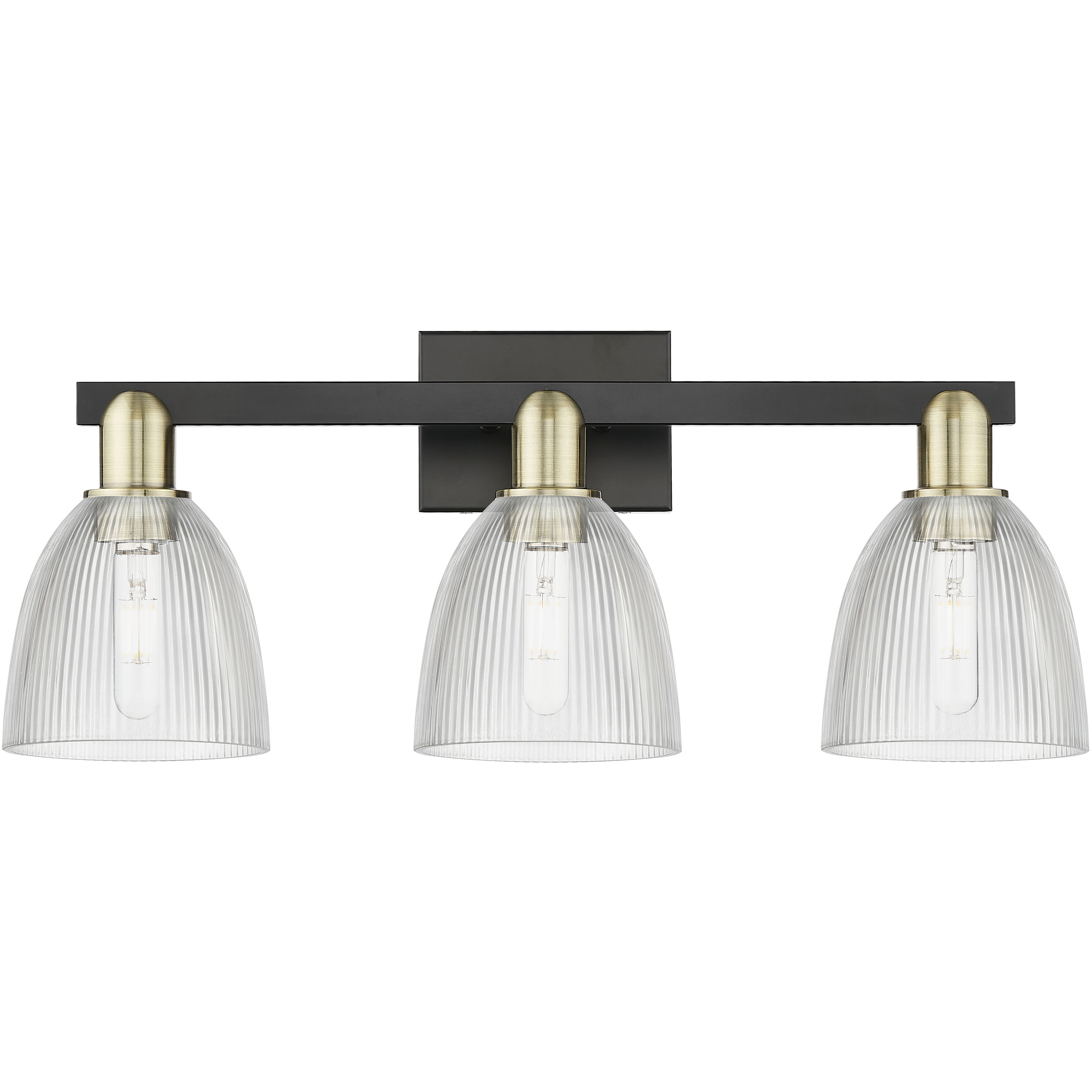 Arcadia Castile 3 Light 25 inch Black Antique Brass Bath Vanity Light Wall Light in Clear