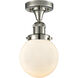 Franklin Restoration Beacon LED 6 inch Polished Nickel Semi-Flush Mount Ceiling Light in Matte White Glass, Franklin Restoration