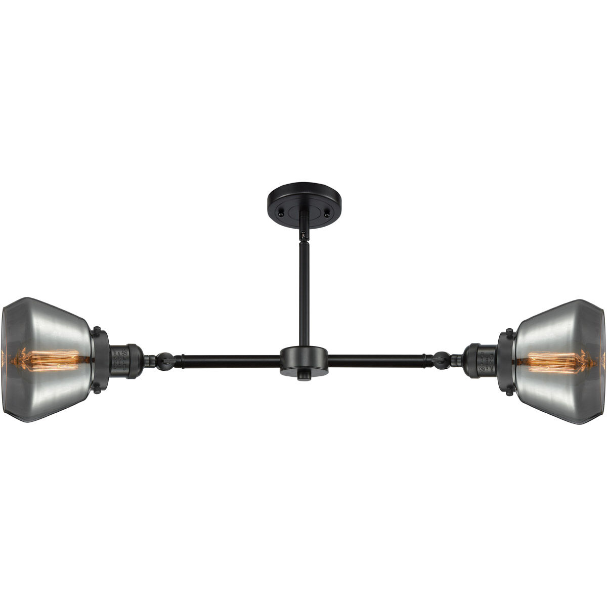 Franklin Restoration Fulton 2 Light 21 inch Matte Black Chandelier Ceiling Light in Plated Smoke Glass, Franklin Restoration