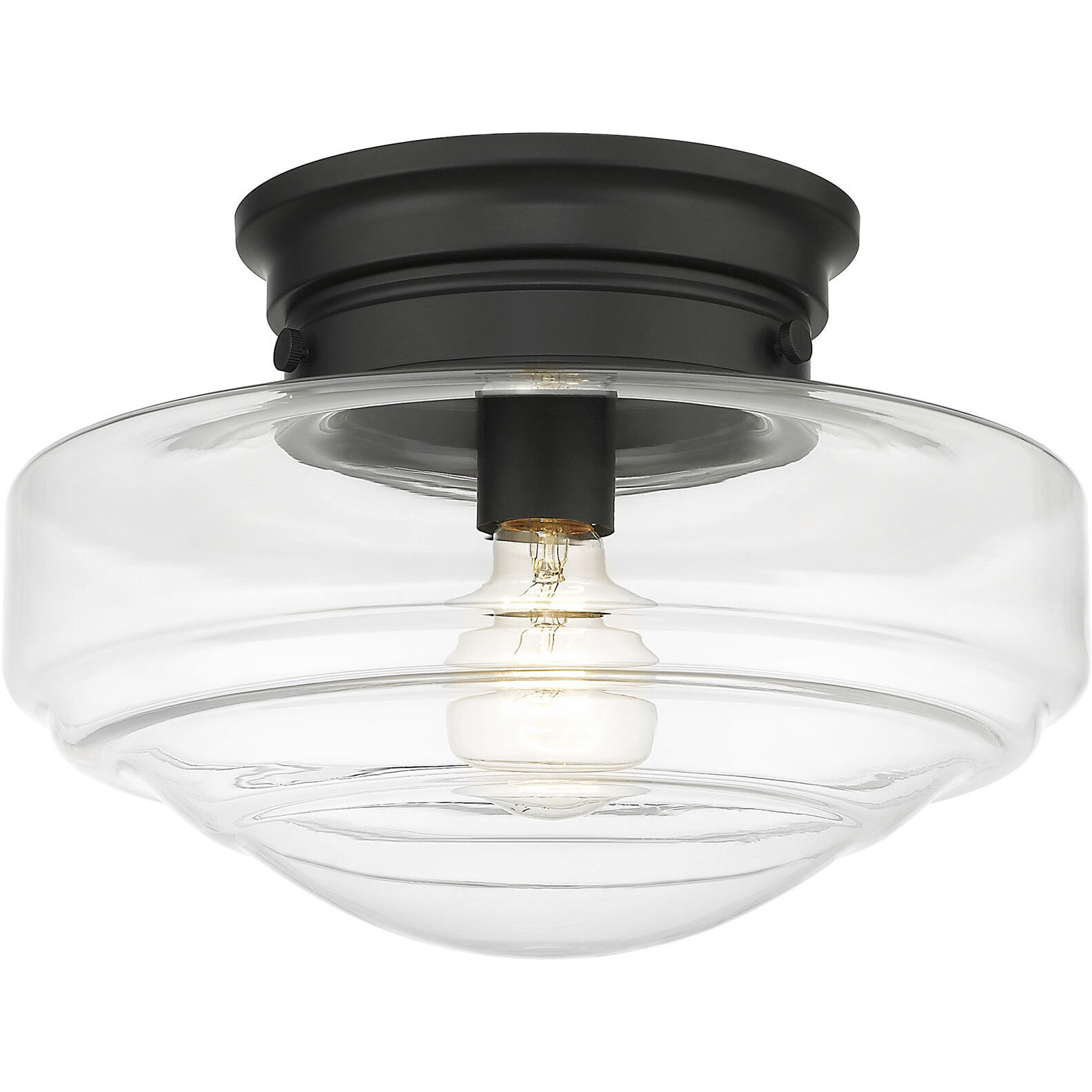 Ingalls 1 Light 12 inch Modern Brass Semi-Flush Mount Ceiling Light in Clear Glass
