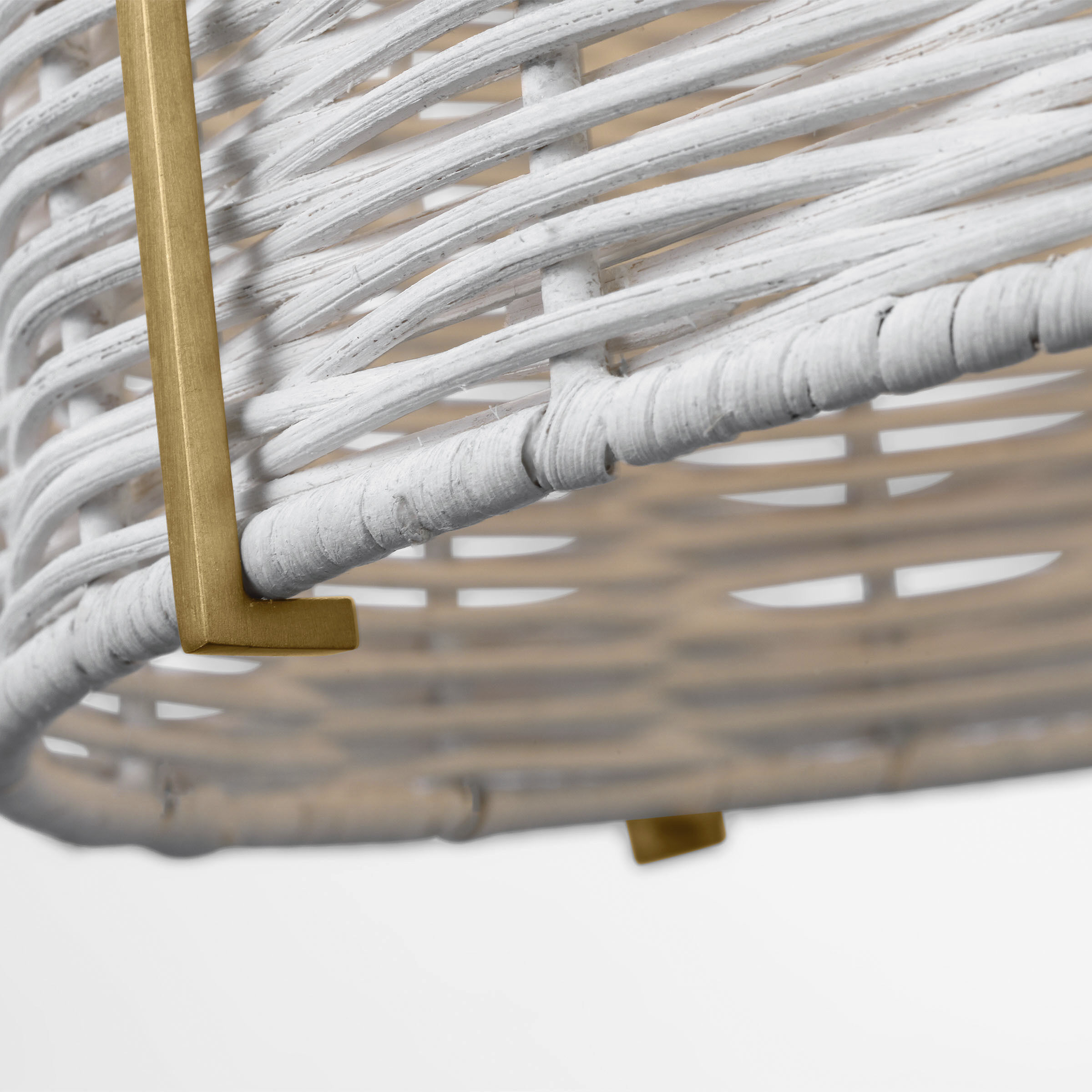 Sean Lavin Norman Pendant Ceiling Light in Satin Brass with Chalk Wicker