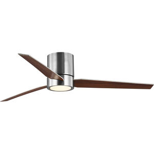 Chase 56 inch Brushed Nickel with Silver/American Walnut Blades Hugger Ceiling Fan, Progress LED