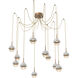 Cabochon LED 14.1 inch Novel Brass with White Marble Swag Multi-Pendant Ceiling Light in Amber, 2700K LED