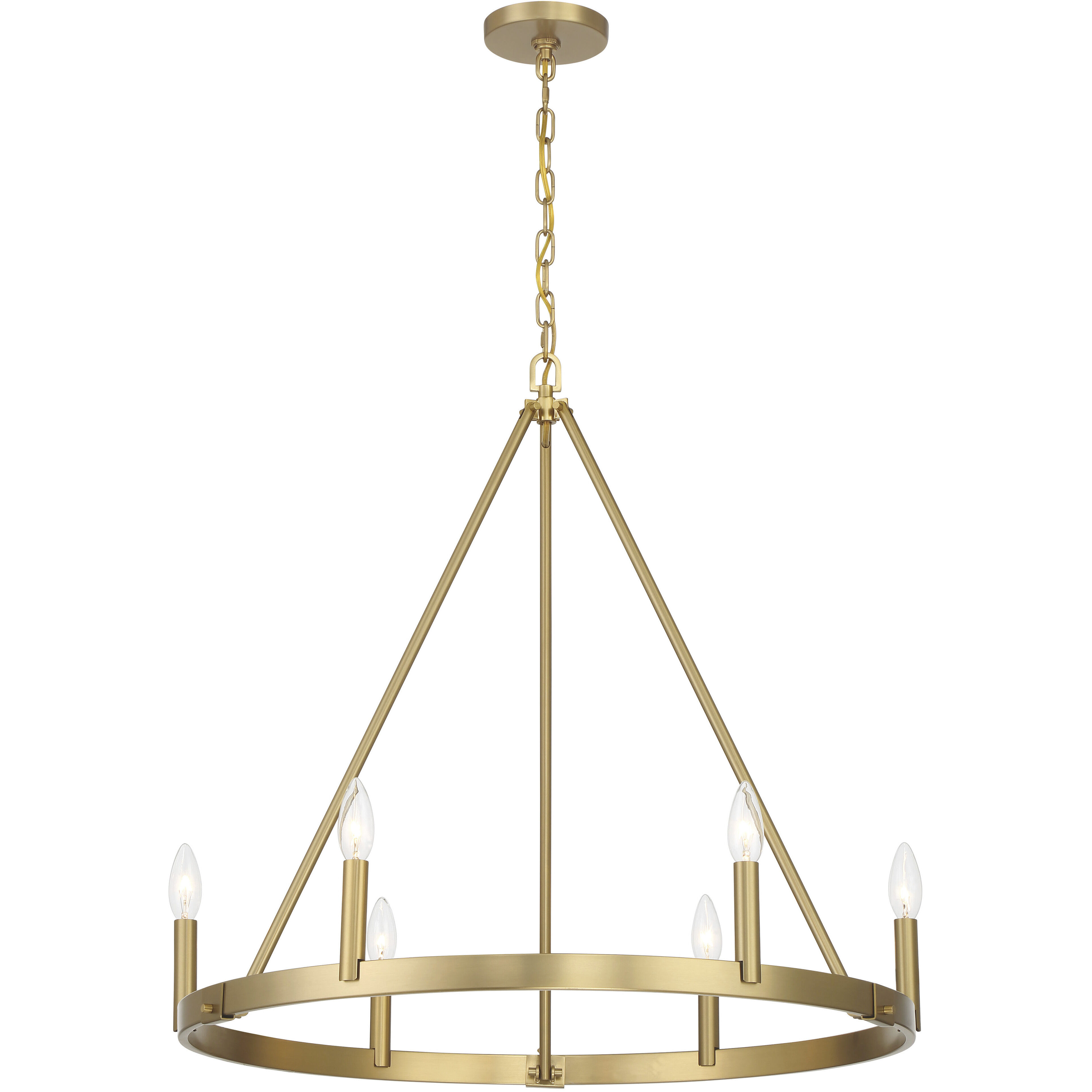 Dutton 6 Light 27.75 inch Signature Brass Chandelier Ceiling Light
