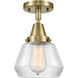 Franklin Restoration Fulton LED 7 inch Antique Brass Flush Mount Ceiling Light in Clear Glass