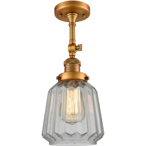 Franklin Restoration Chatham 1 Light 6 inch Brushed Brass Semi-Flush Mount Ceiling Light in Clear Glass, Franklin Restoration
