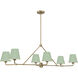 Xavier 6 Light 46 inch Vibrant Gold Linear Chandelier Ceiling Light in Vibrant Gold and Green