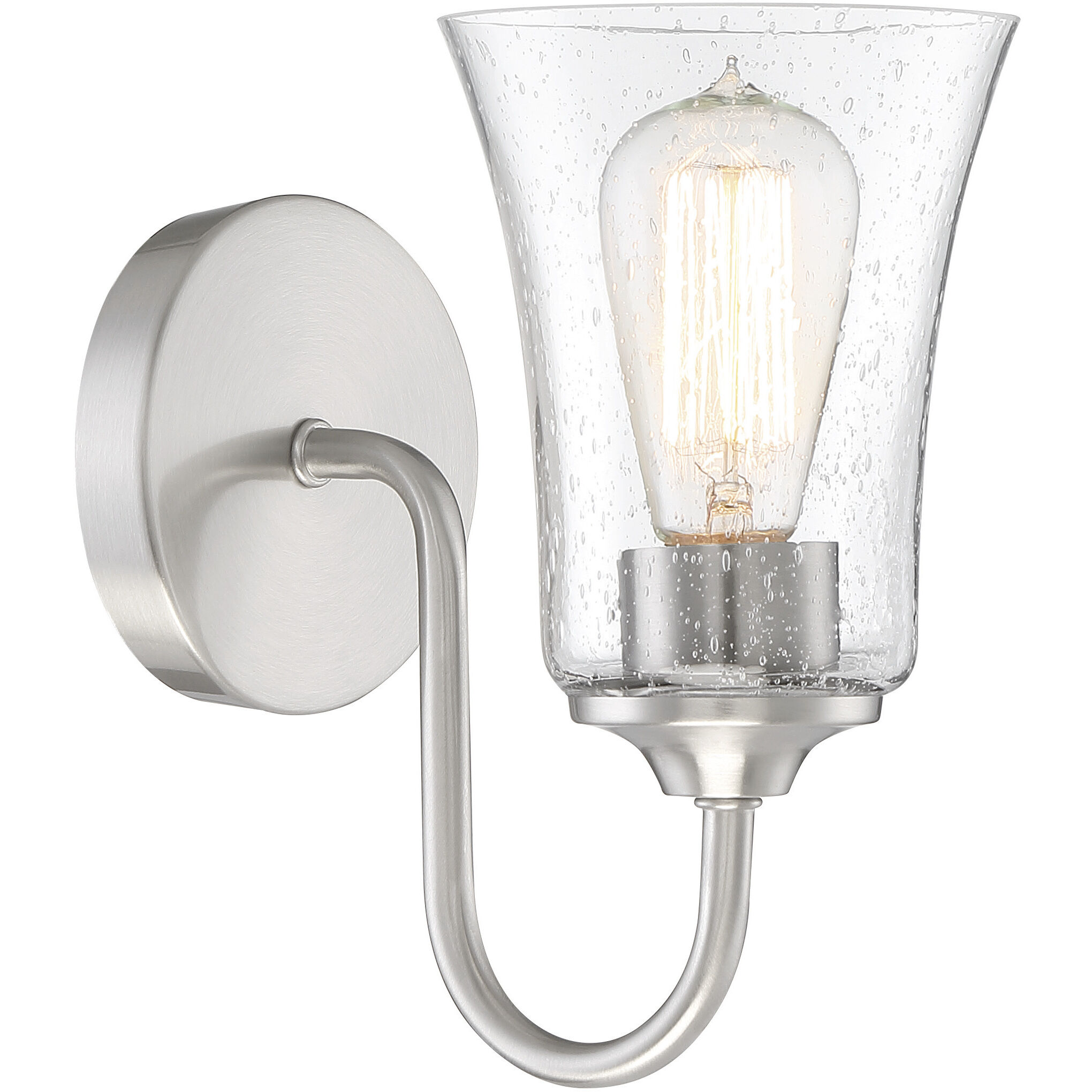 Neighborhood Gwyneth 1 Light 5 inch Brushed Polished Nickel Wall Sconce Wall Light in Clear Seeded, Neighborhood Collection