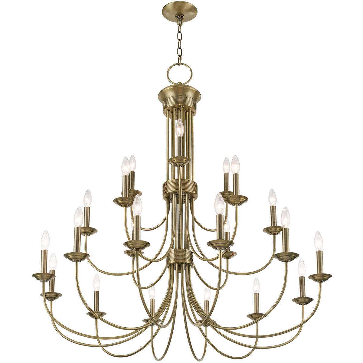 Estate 21 Light 42 inch Antique Brass Foyer Chandelier Ceiling Light