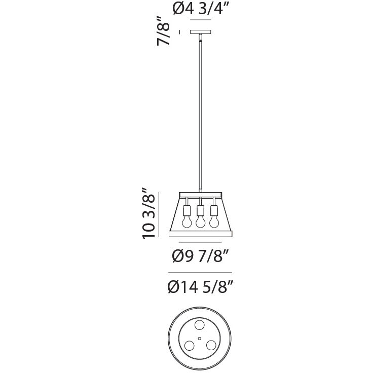 Caske 3 Light 17 inch White Pendant Ceiling Light in White and Aged Gold Brass