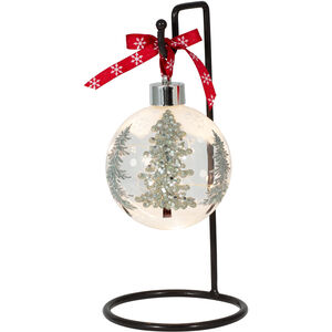 Majestic Clear and Silver with Rustic Holiday Ornament & Stand