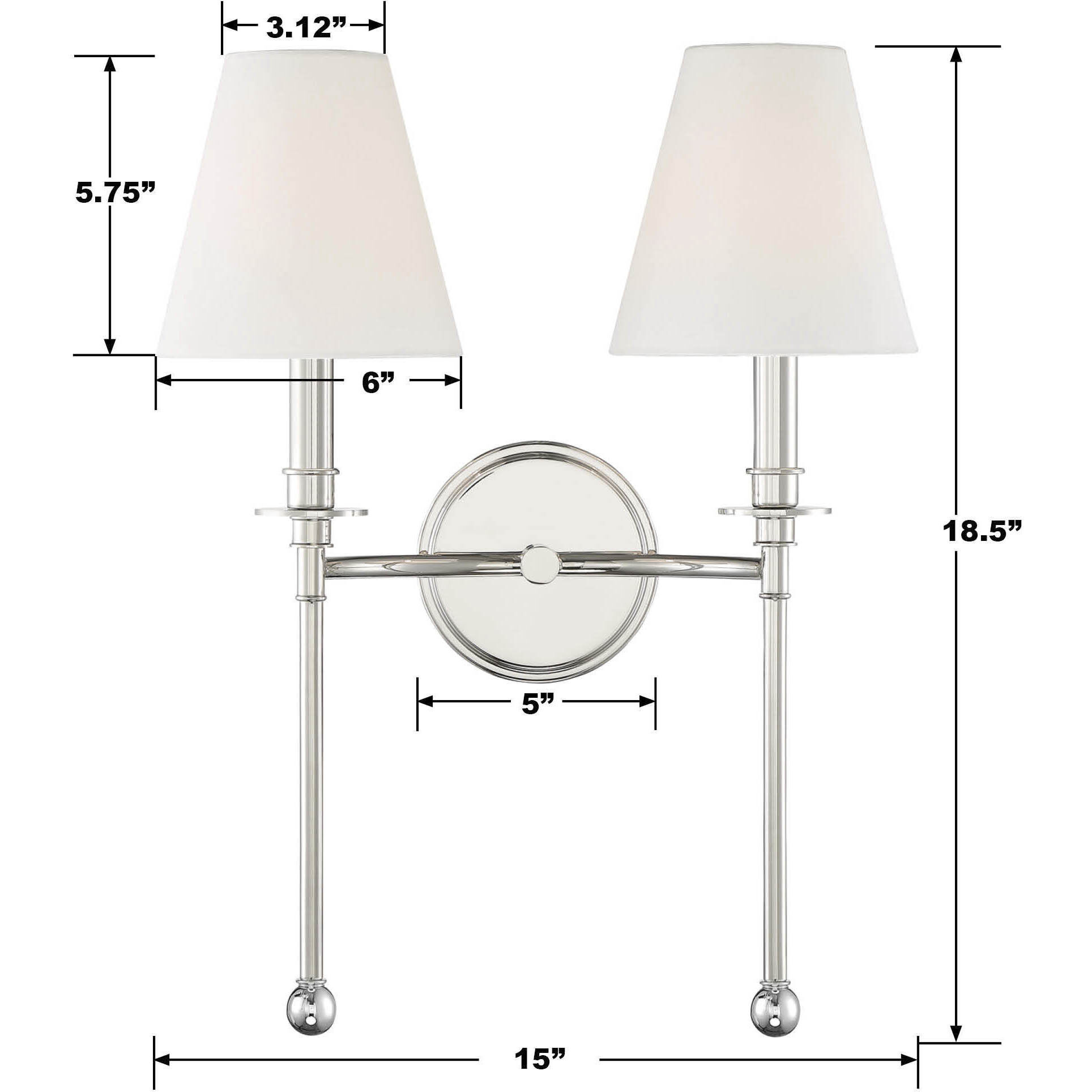 Ottone Way Sconce Wall Light in Polished Nickel