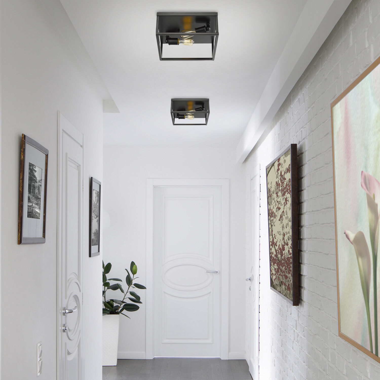 Wesson 2 Light 12 inch Matte Black Flush Mount Ceiling Light