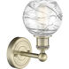 Athens Deco Swirl Sconce Wall Light in Antique Brass, Clear Deco Swirl