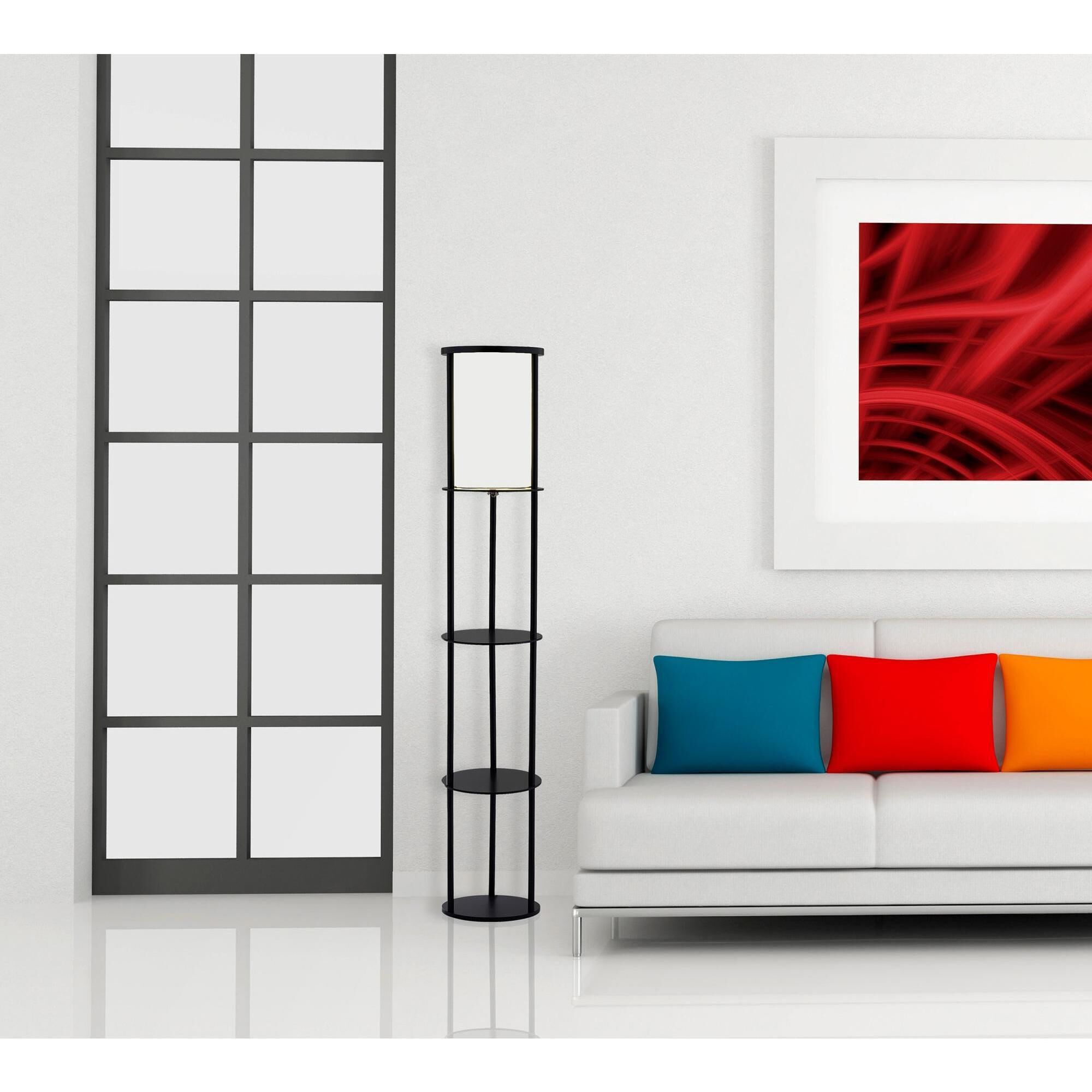 Stewart 63 inch 150.00 watt Black Shelf Floor Lamp Portable Light