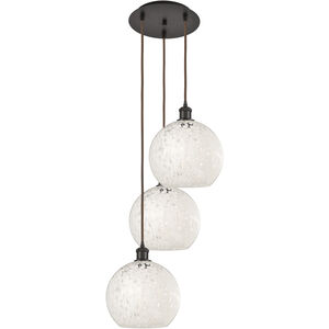 Ballston White Mouchette 3 Light 16.5 inch Oil Rubbed Bronze Cord Hung Multi Pendant Ceiling Light