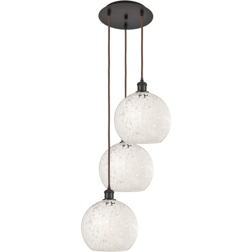 Ballston White Mouchette 3 Light 16.5 inch Oil Rubbed Bronze Cord Hung Multi Pendant Ceiling Light