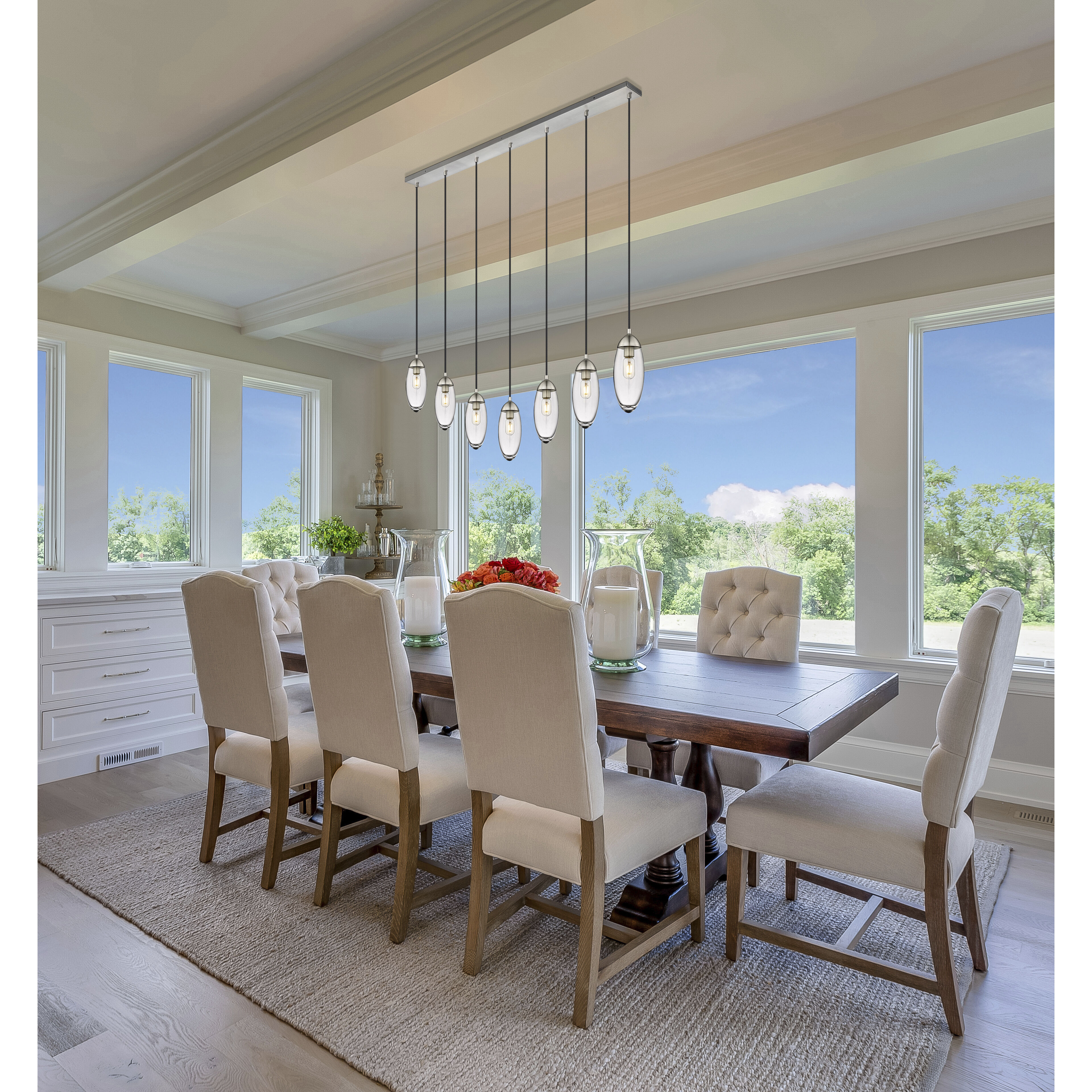 Arden 7 Light 54 inch Brushed Nickel Linear Chandelier Ceiling Light