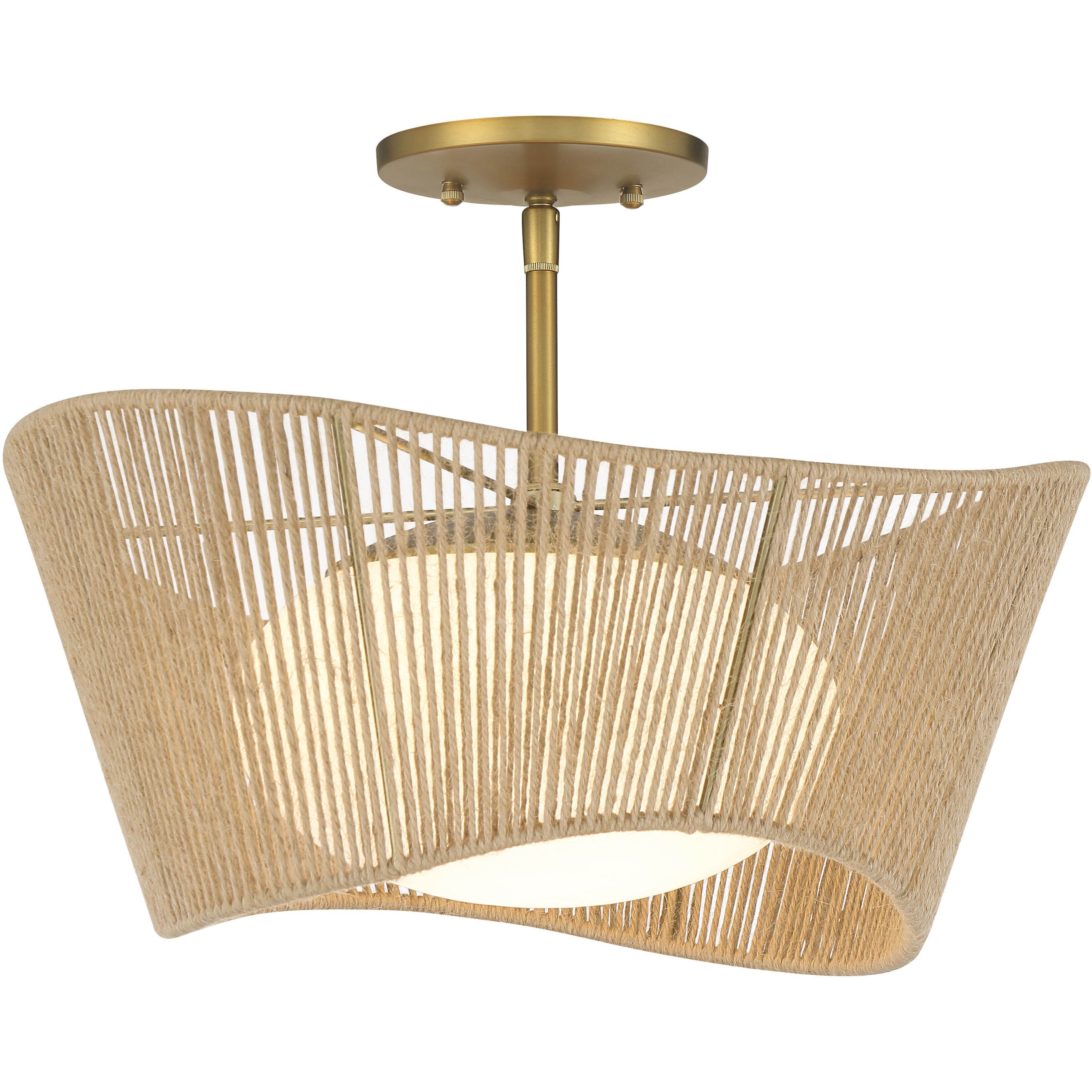 Key Largo 1 Light 16 inch Soft Brass Semi Flush Ceiling Light