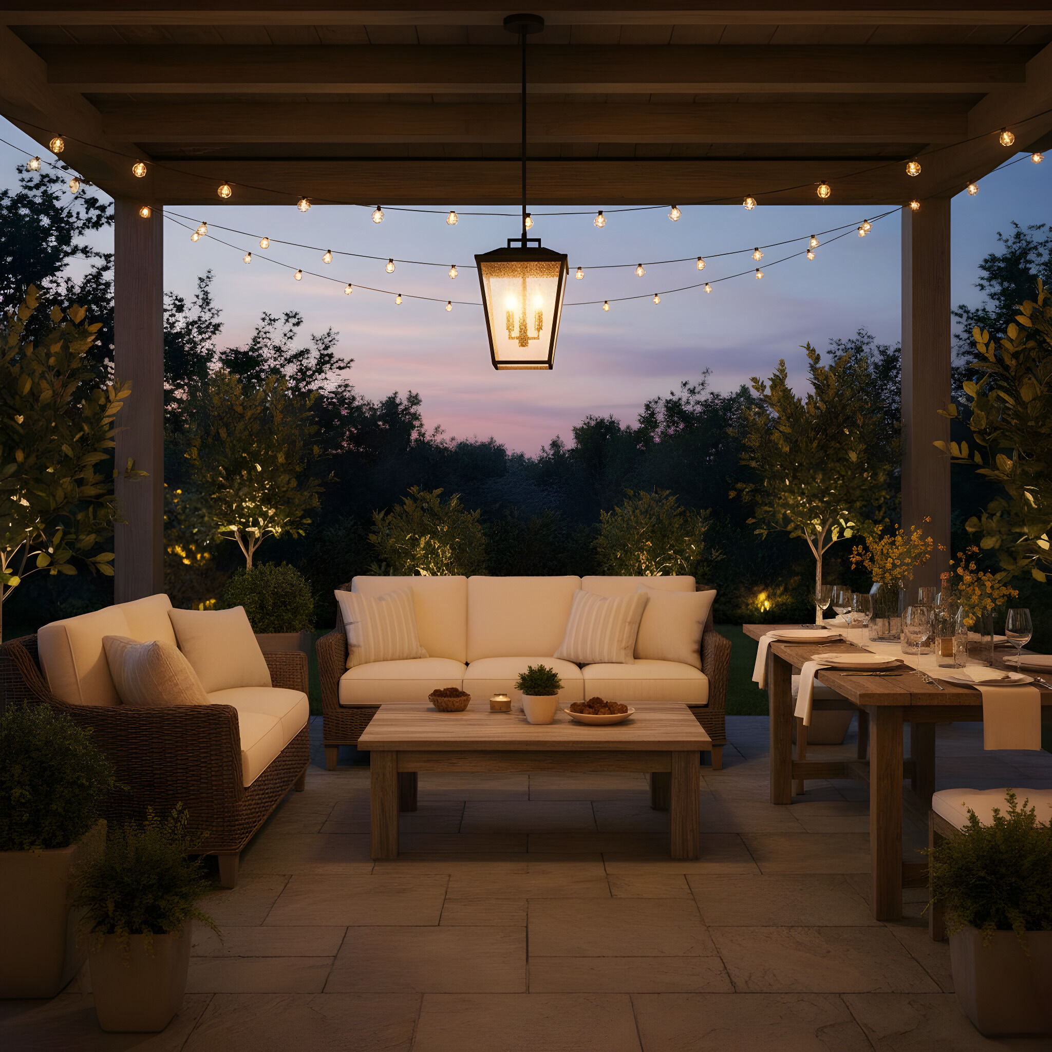 Drew & Jonathan Kennewick 2 Light 9 inch Textured Black Outdoor Pendant Lantern, Medium