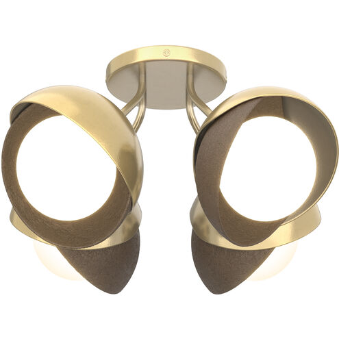 Brooklyn 4 Light 15.8 inch Modern Brass and White Semi-Flush Ceiling Light in Modern Brass/White