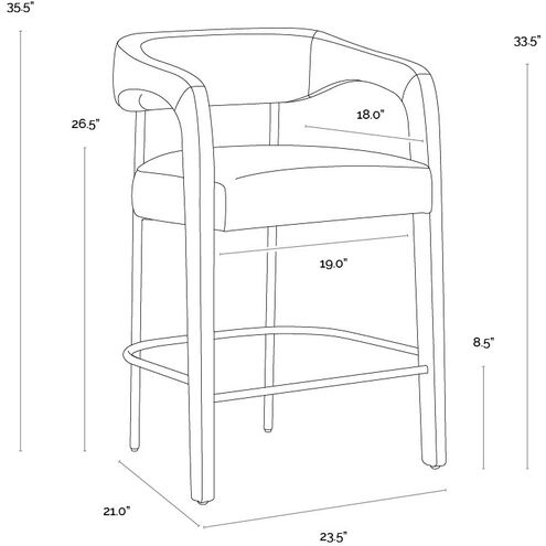 Mavia 35.5 inch Ludlow Sesame Leather Counter Stool